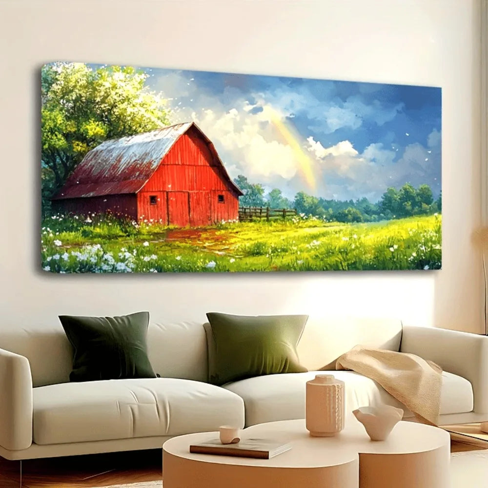 Pine Wood Frame Barn Canvas Mural Old Farmhouse Print