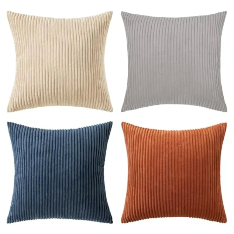 Boho Farmhouse Throw Pillow Covers Set Of 4 Corduroy Cushions
