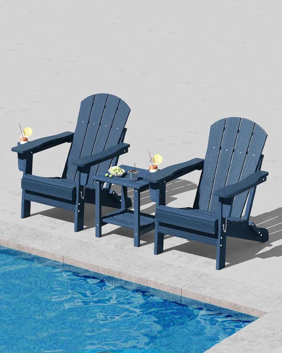 Folding Adirondack Chair All-Weather HDPE Outdoor Cup Holder