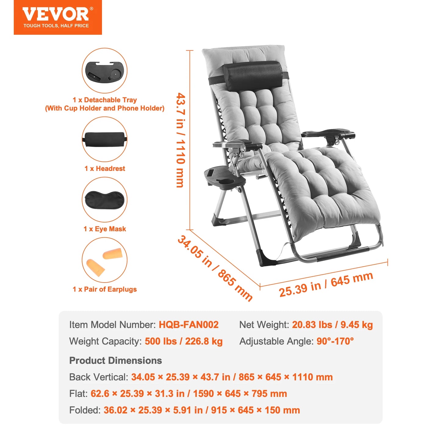 SucceBuy Zero Gravity Chair With Adjustable Recline And Cupholder