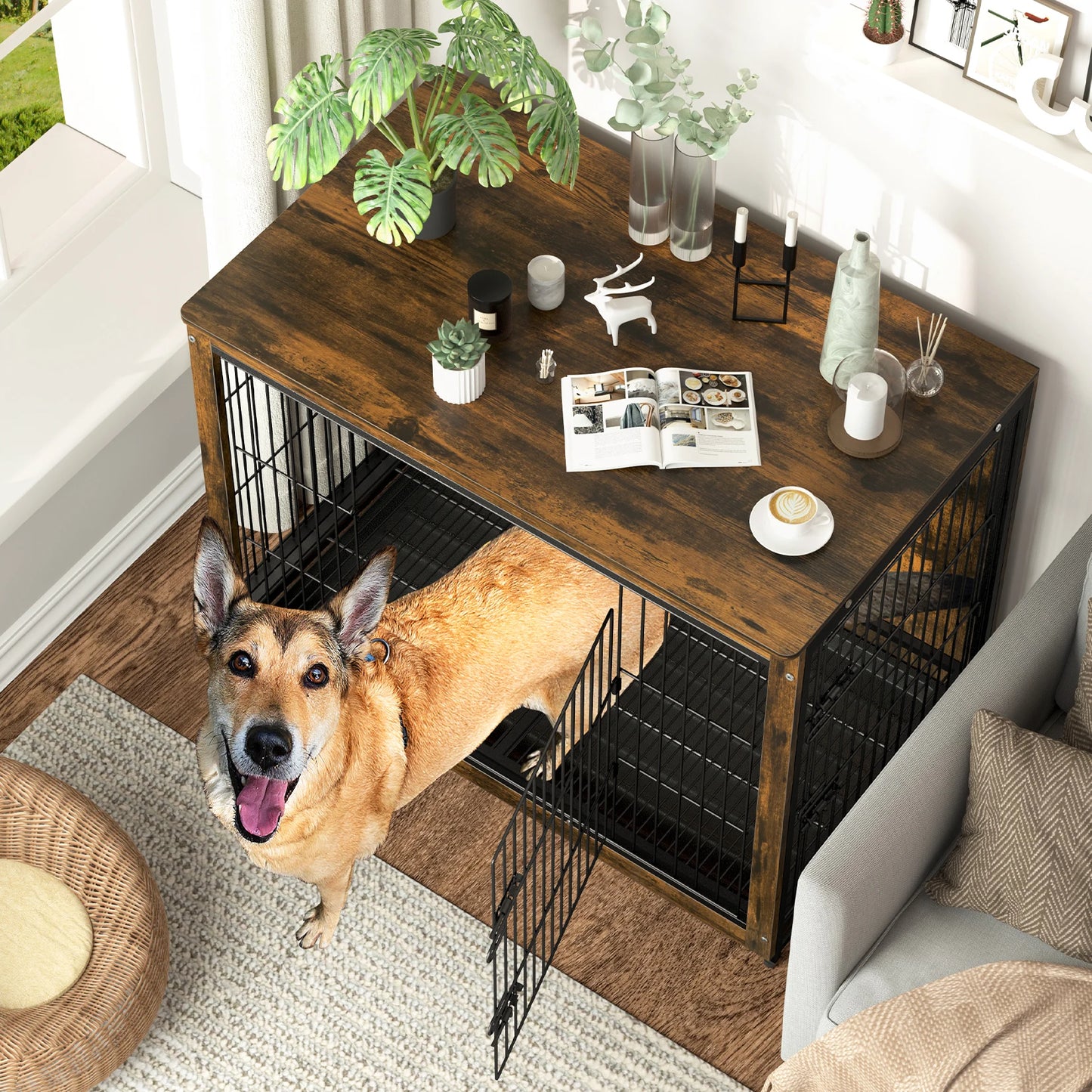 BINGOPAW End Table Dog Crate With Removable Tray