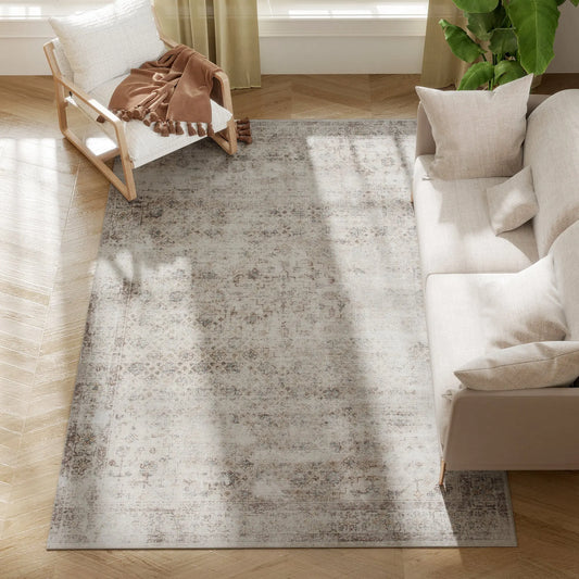 Machine Washable Non-Slip Geometric Polyeste Area Rug