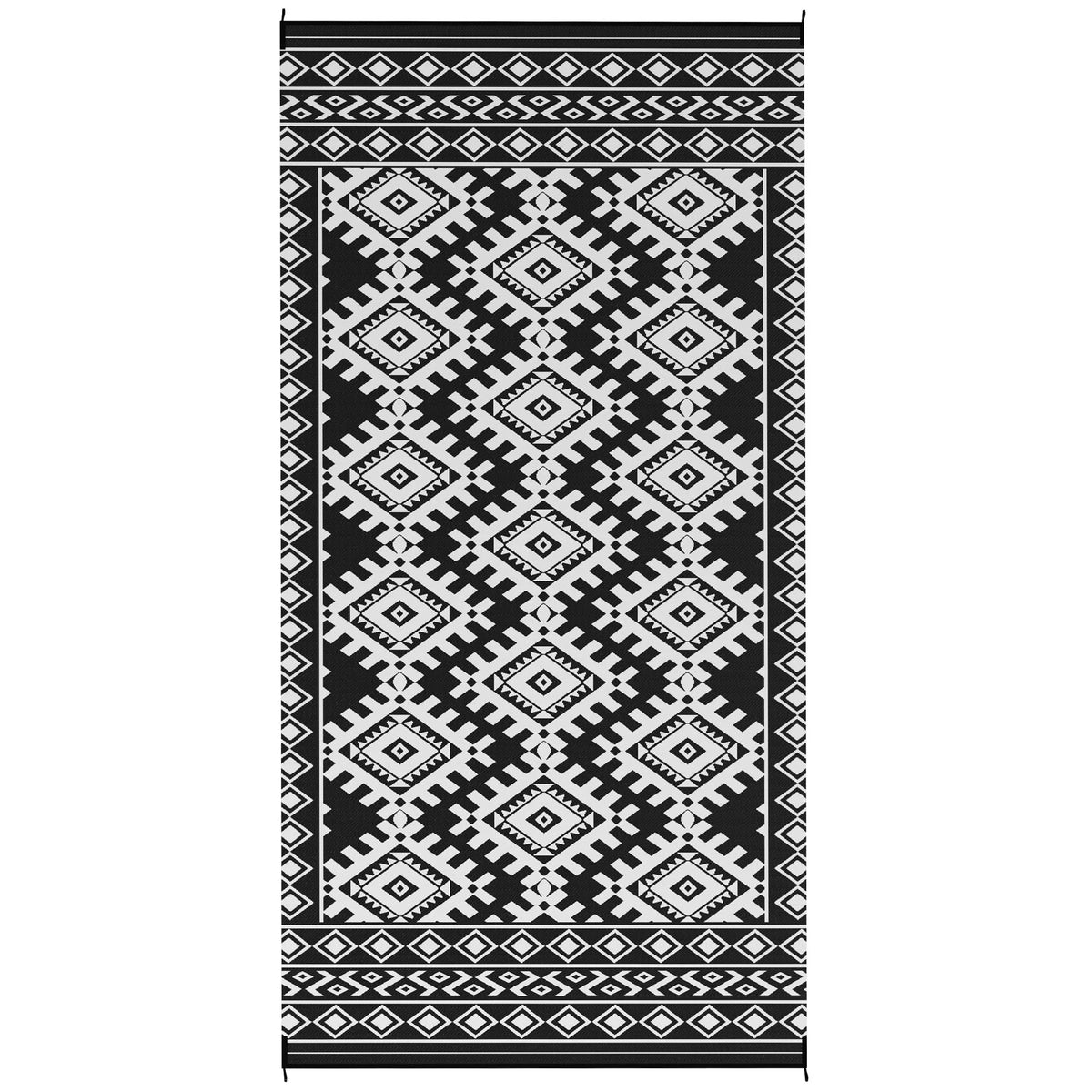 Contemporary Geometric Outdoor Rug Featuring Polypropylene Rhombus Pattern