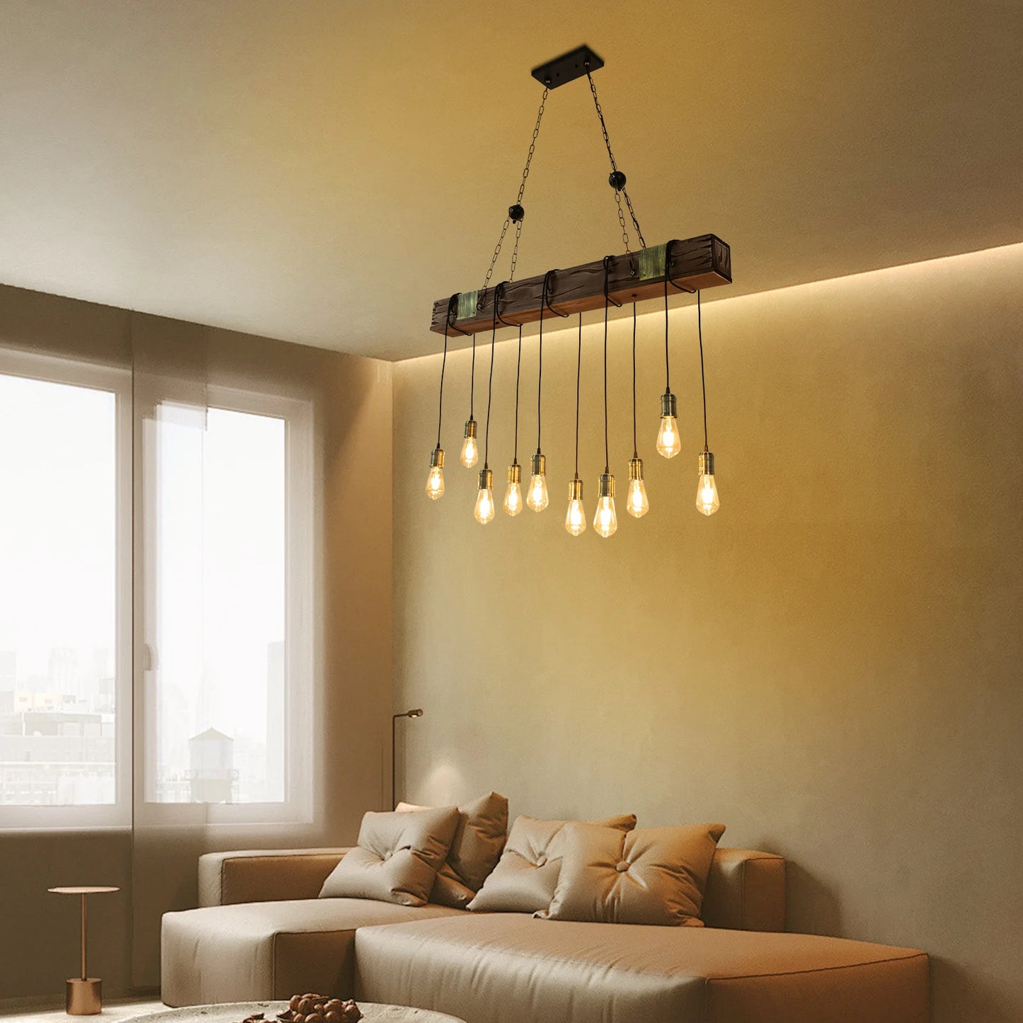 Vintage Wood Ceiling Chandelier Pendant Light E26 For Loft Bar
