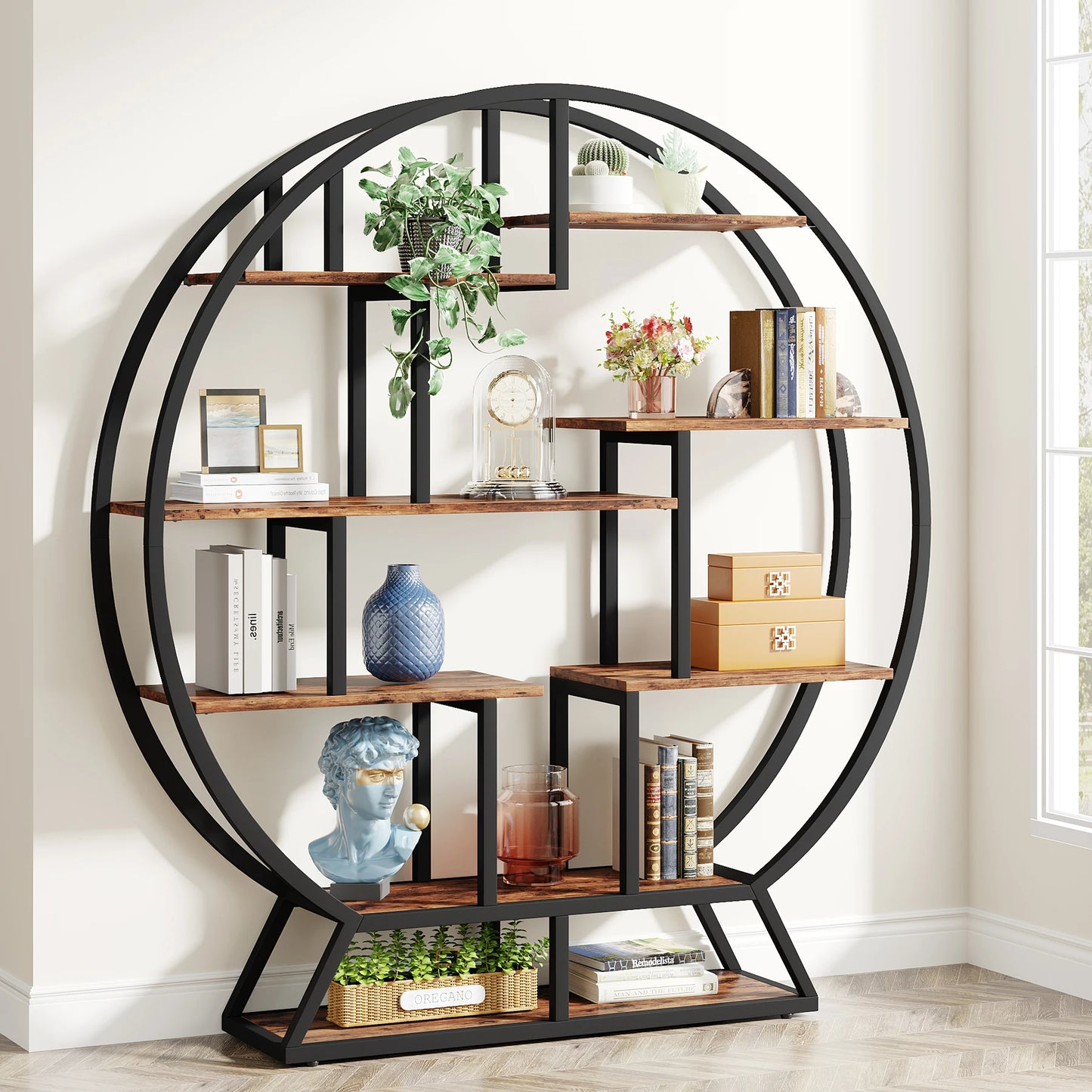 Tribesigns Round Bookshelf Etagere Bookcase With Five Tiers