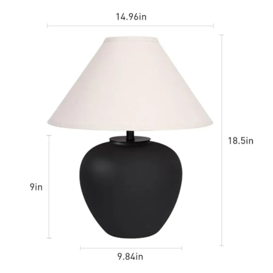 Ceramic Pot Table Lamp With Frosted Shade Nightstand