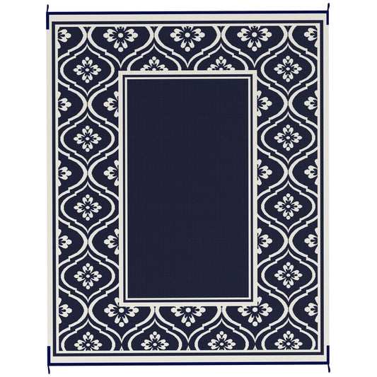 Modern Geometric Polypropylene Outdoor Rug With Gourd Border Design