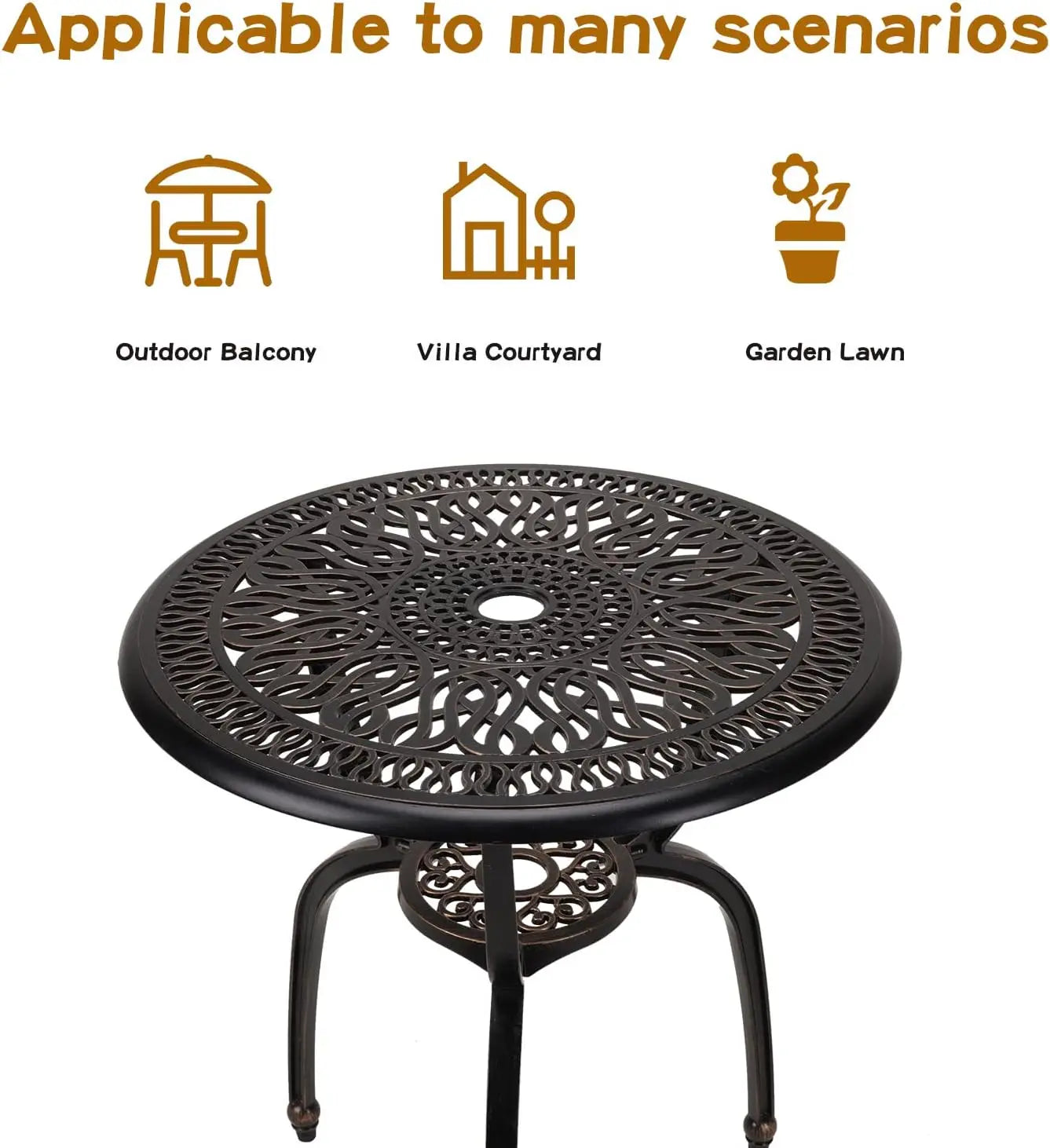3 Piece Patio Bistro Furniture Set Cast Aluminum Table