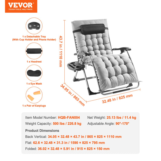 SucceBuy Zero Gravity Chair With Adjustable Recline And Cupholder