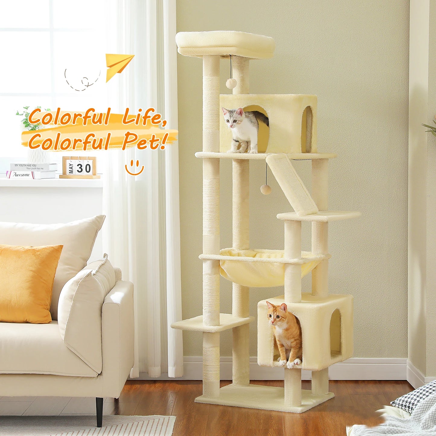 PAWZ Road Cat Tree Tower With Multi Level Condo Pad