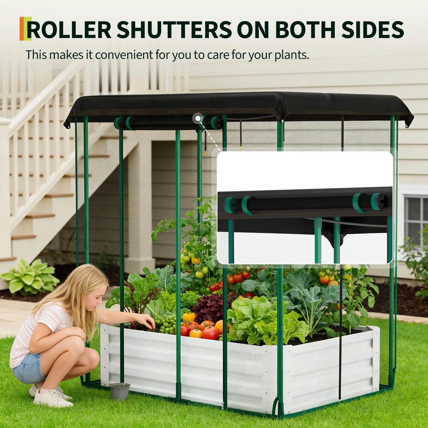 HiMISS 3in1 Raised Garden Bed Kit Metal Planter Box