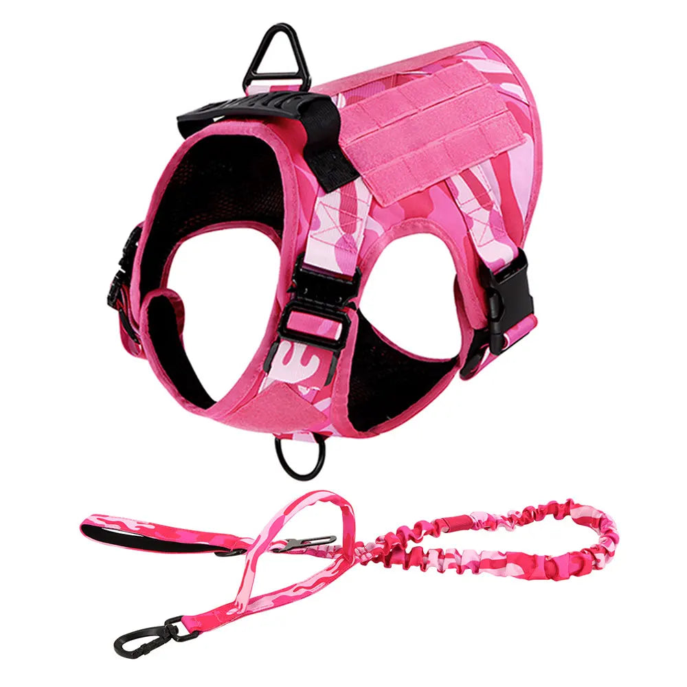Military Camouflage Nylon Dog Harness Adjustable Vest For Training