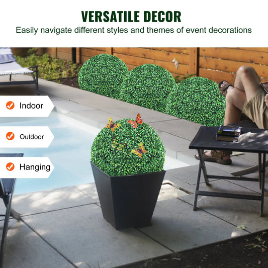 SucceBuy Artificial Boxwood Topiary Trees With LED Lights Outdoor Decor