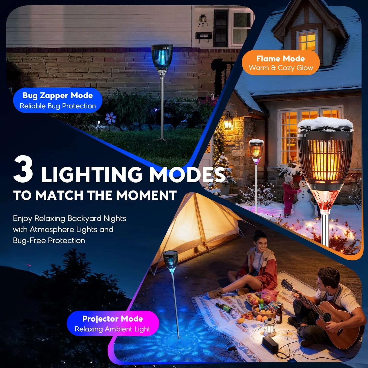 Solar Bug Zapper Outdoor 4200V 3 In 1 Backyard Zapper
