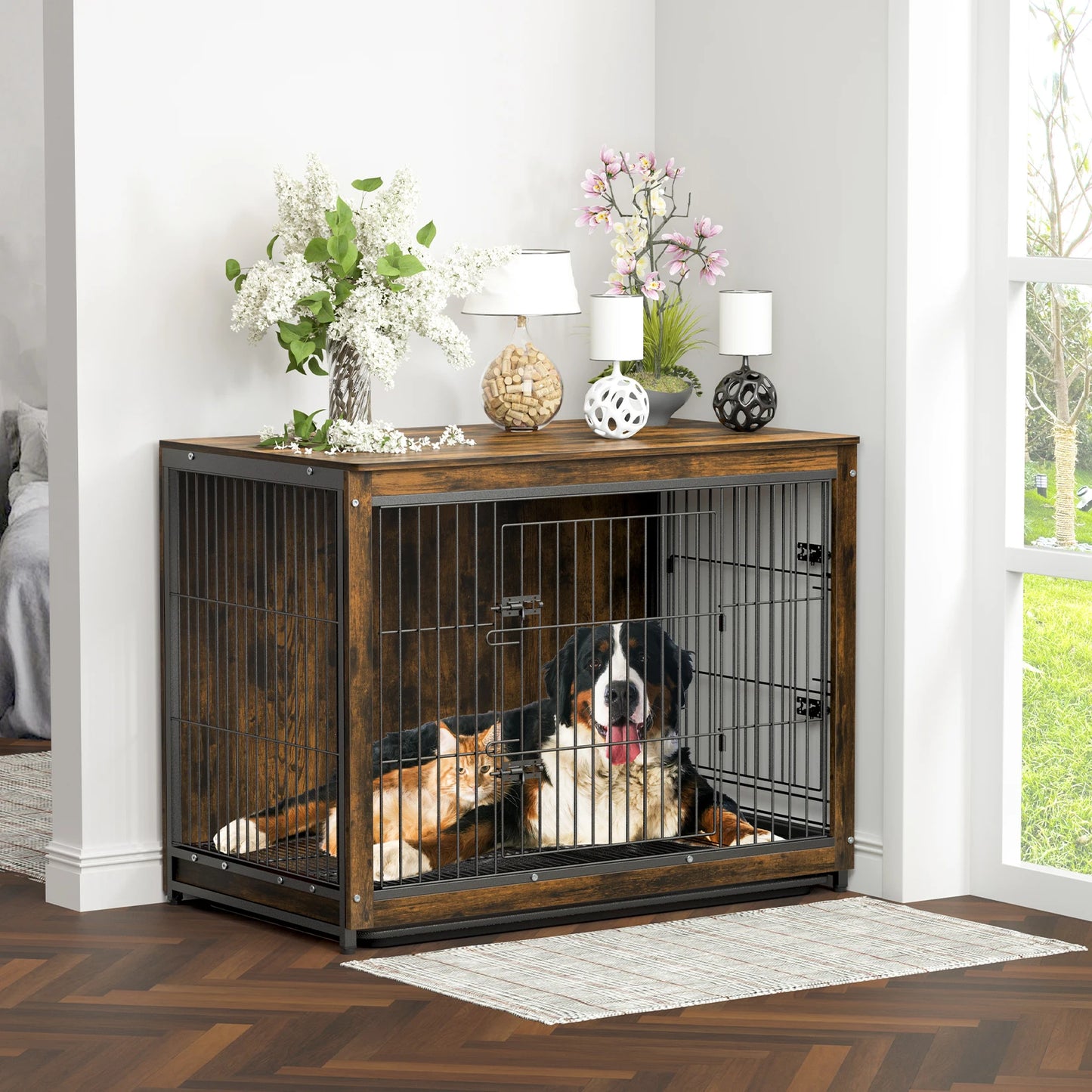 BINGOPAW End Table Dog Crate With Removable Tray