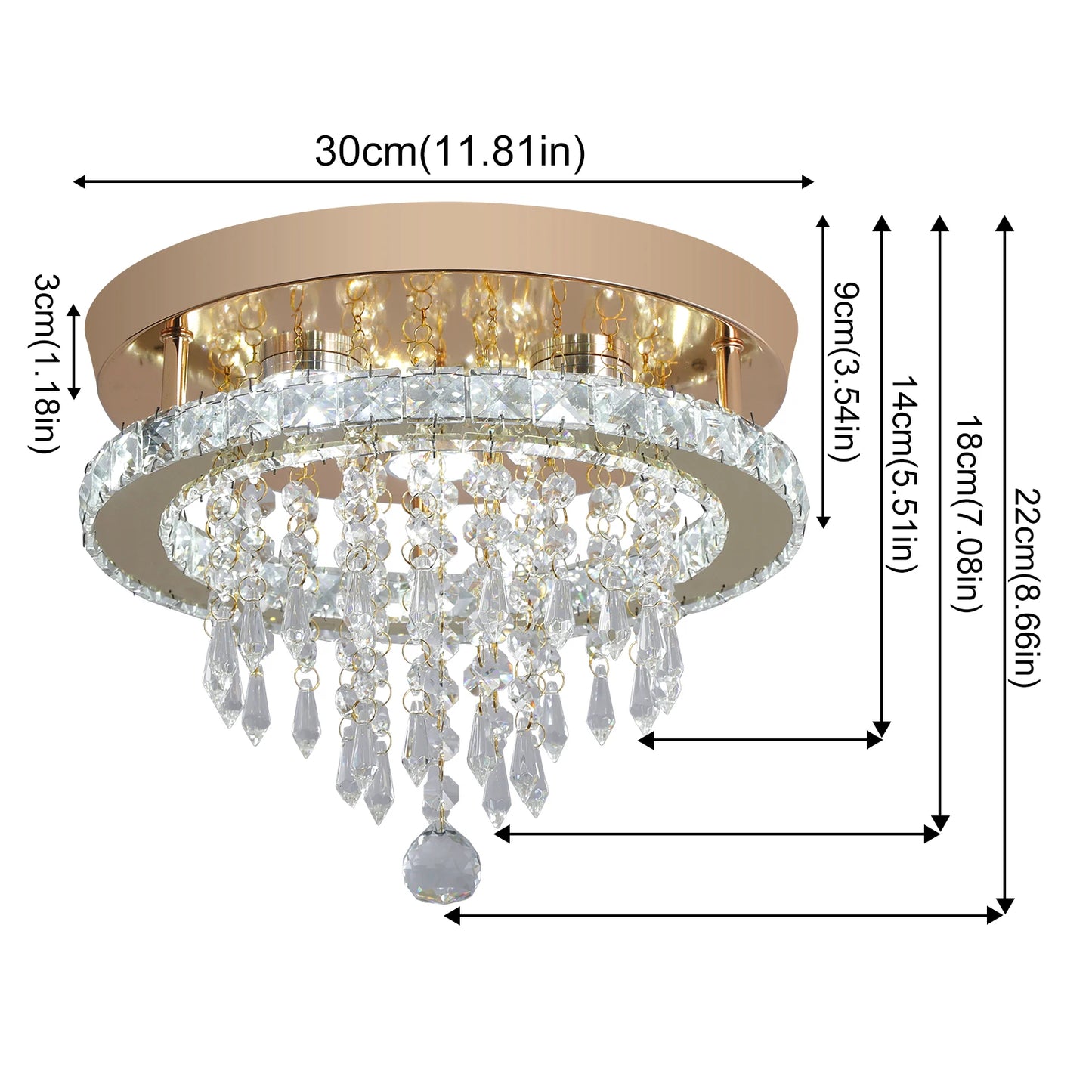 GreeLustr Crystal Chandelier LED Ceiling Light For Living Room