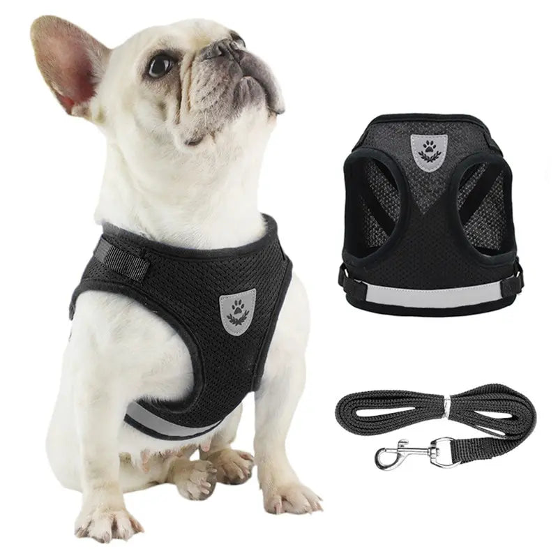 Dog Mesh Vest Harness Reflective Adjustable Easy Control
