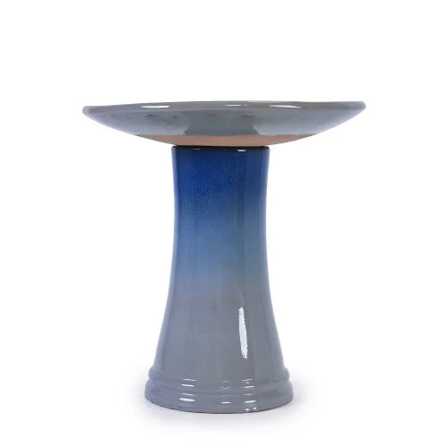 Ceramic Bird Bath Garden Ornament With Ombre Glaze