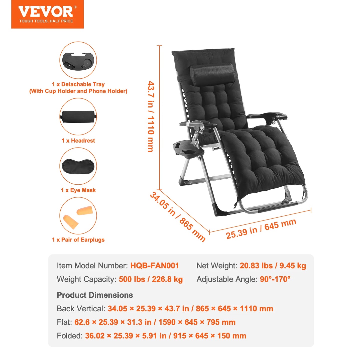 SucceBuy Zero Gravity Chair With Adjustable Recline And Cupholder