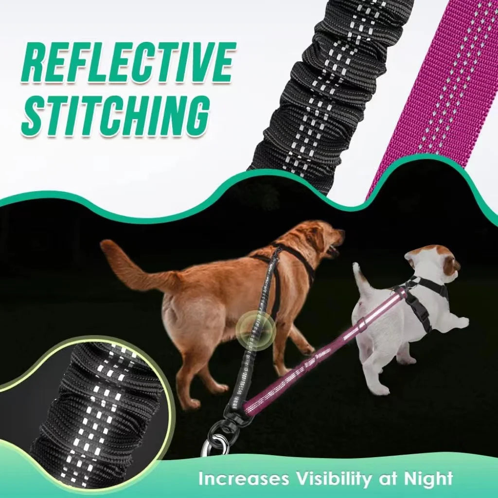 DCLOUD Dual Dog Leash Attachment Adjustable Shock Absorbing Bungee