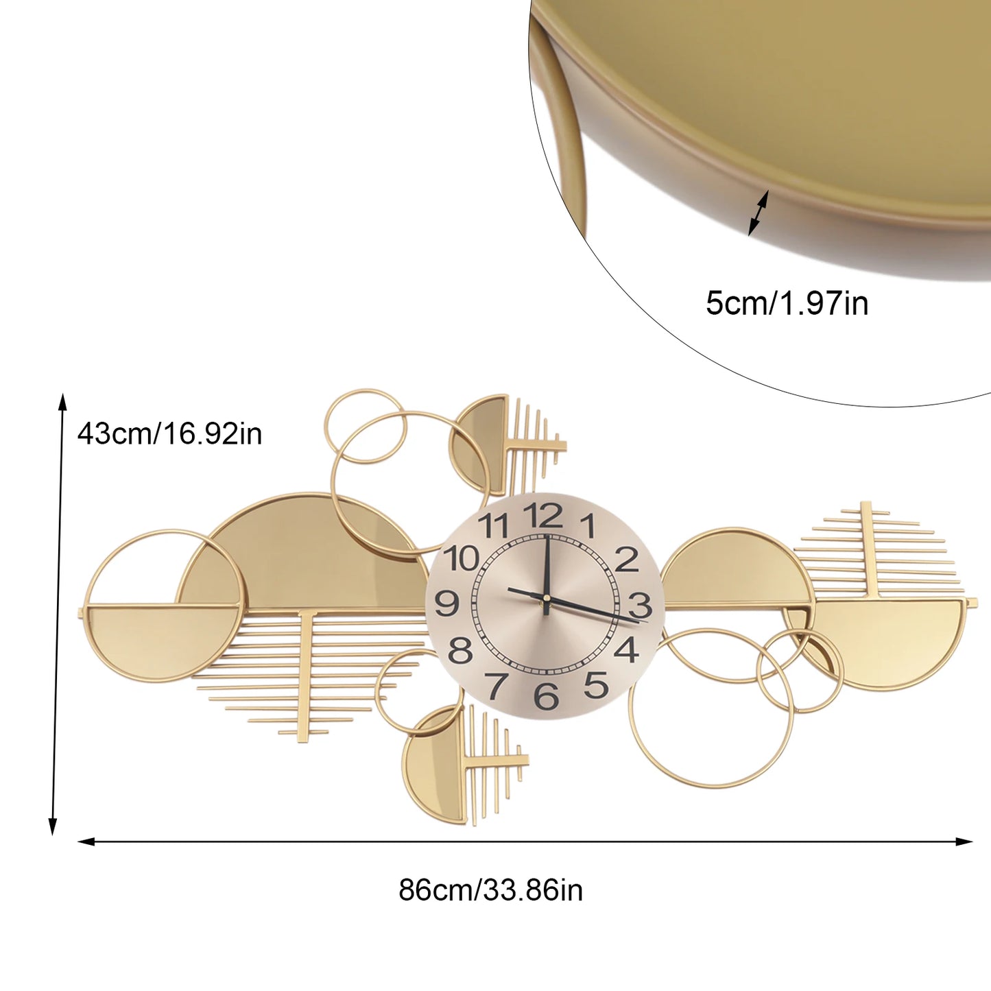 Geometric Wall Clock Iron Forged Timepiece With Silent Quartz Movement