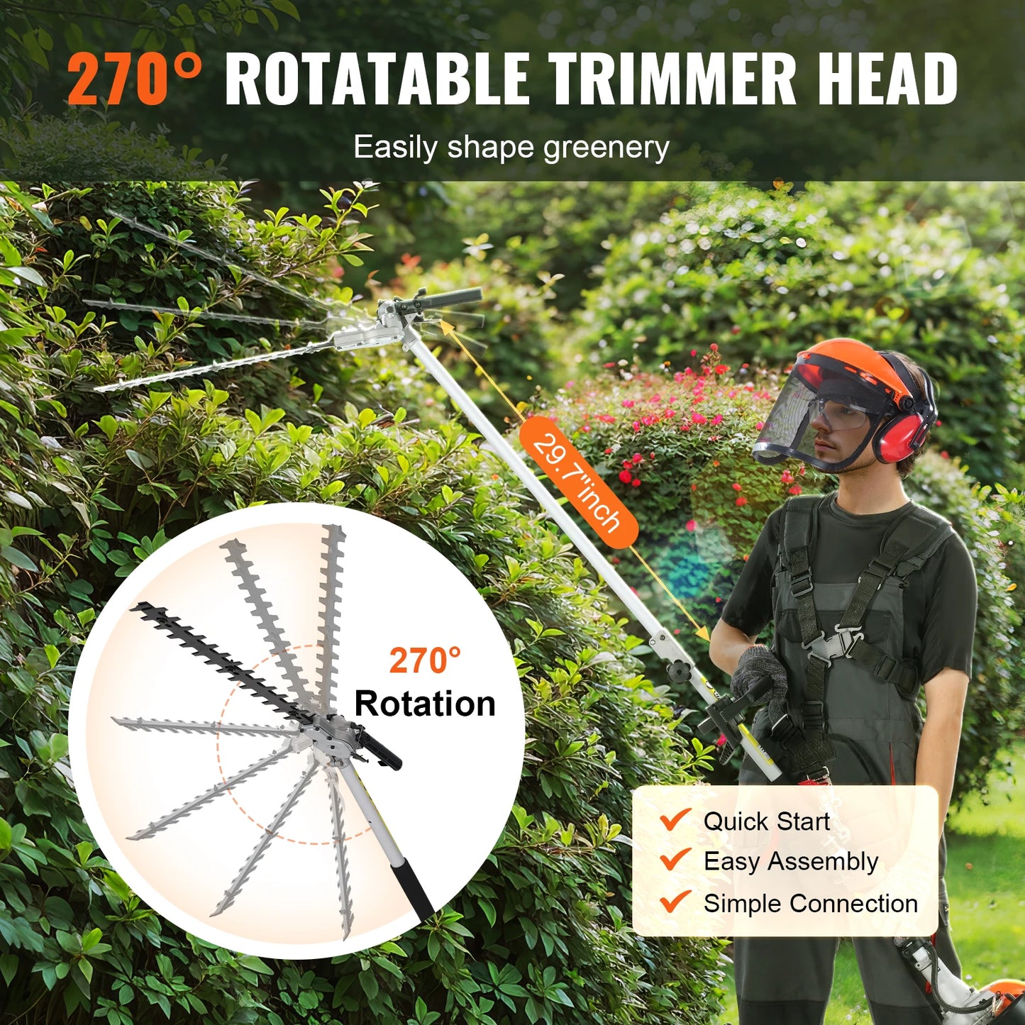 SucceBuy 33cc Gas Six In One Hedge Cutter Pole Saw
