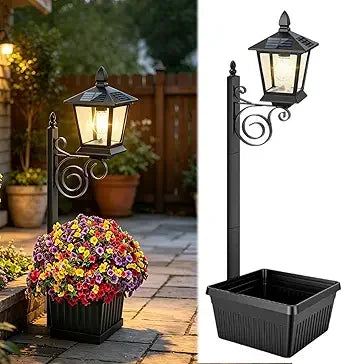 Outdoor Solar Light Posts With Planters Two Pack For Gardens