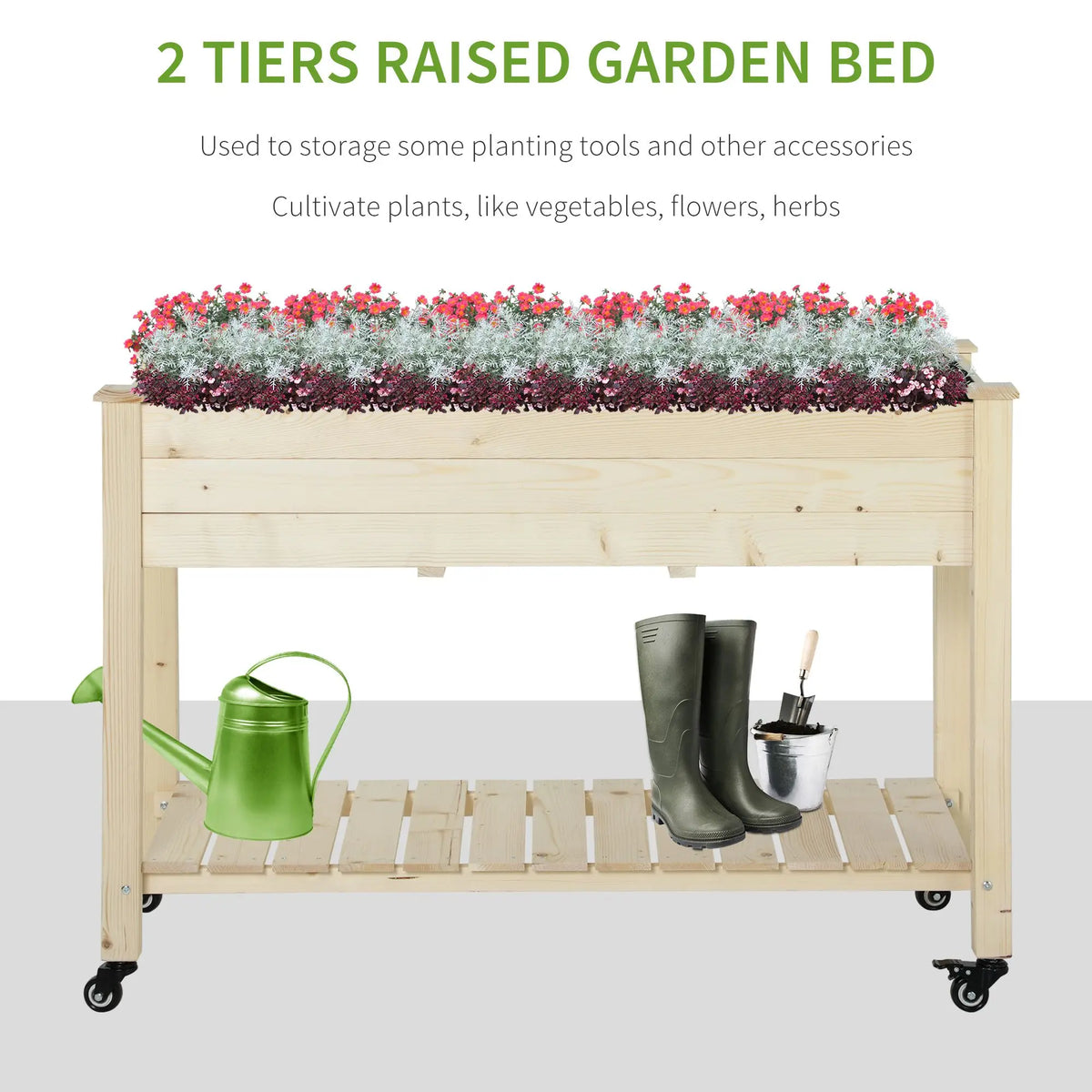 Outsunny Rolling Raised Garden Bed With Fabric Planter Bag