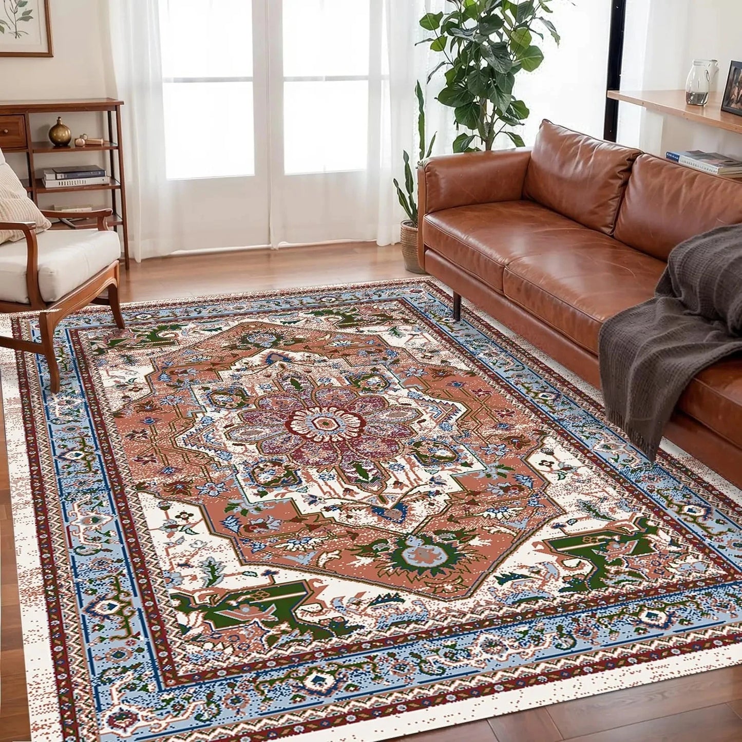 VIKAMA Bohemian Crystal Velvet Anti Slip Living Room Rug