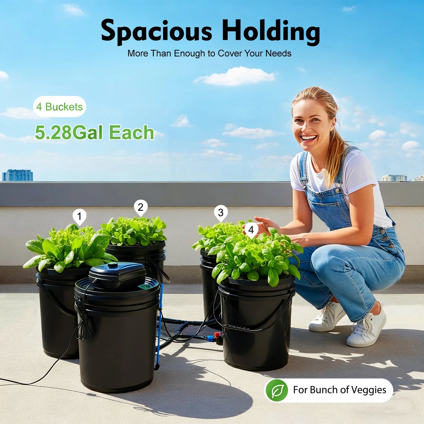 Bymaocar Hydroponics Growing System Kit With Air Pump And Buckets