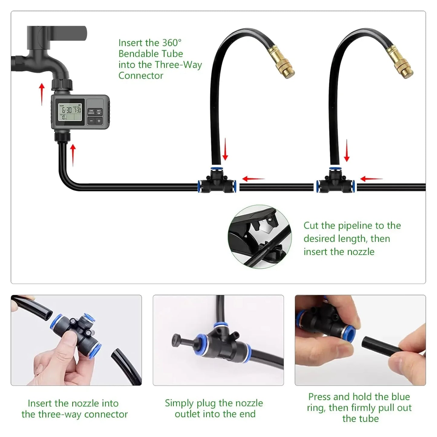 Drip Irrigation System With Water Timer Garden Kit