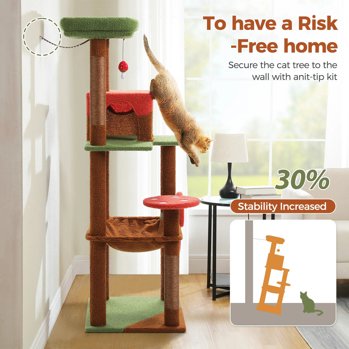 PAWZ Road Multi Level Cat Tree With Hammock And Scratcher