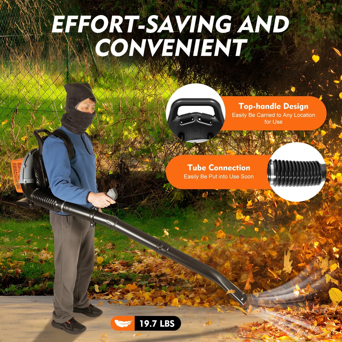Bymaocar Gas Leaf Blower Backpack Adjustable Speed