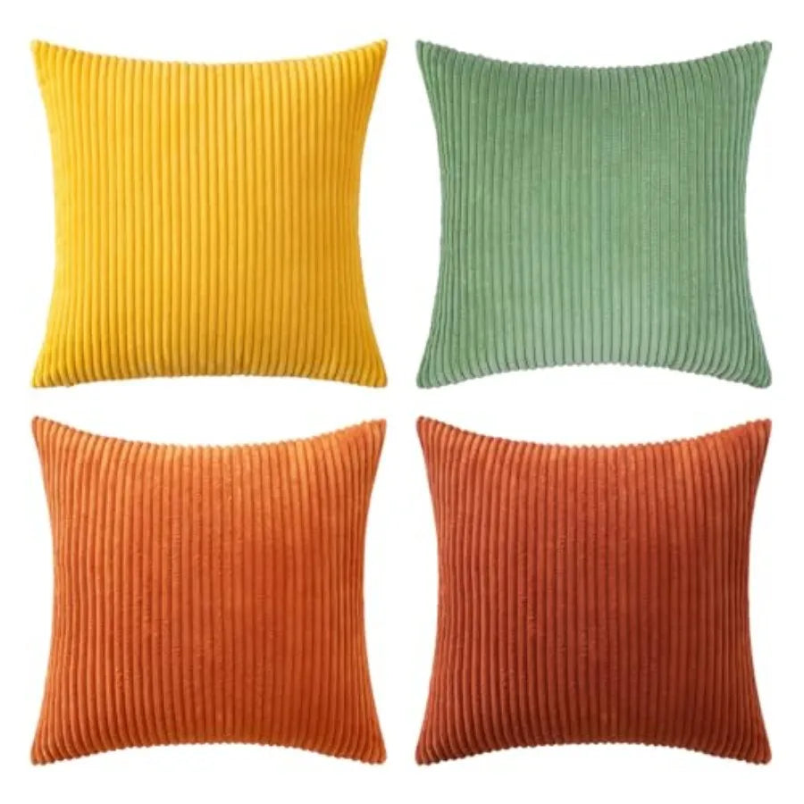 Boho Farmhouse Throw Pillow Covers Set Of 4 Corduroy Cushions