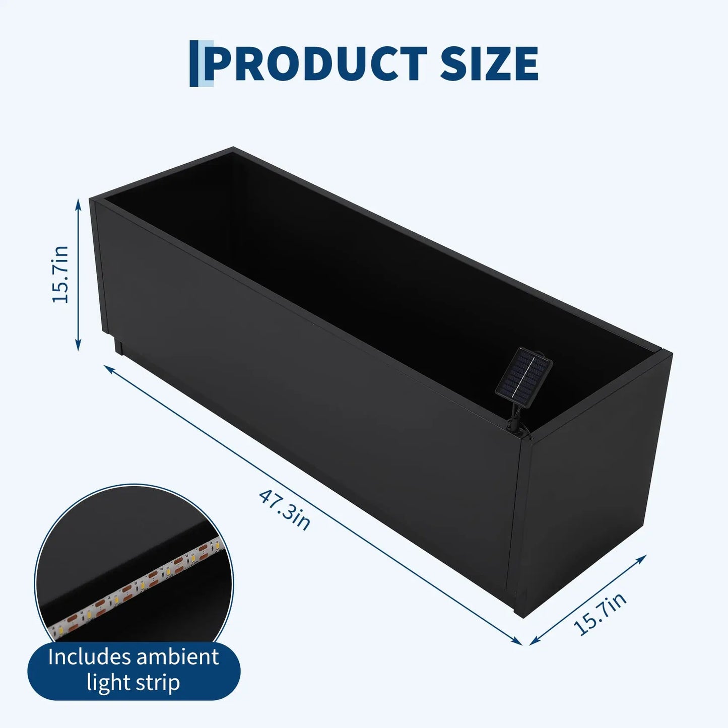 HiMISS LED Metal Planter Box With Light Strips And Controller