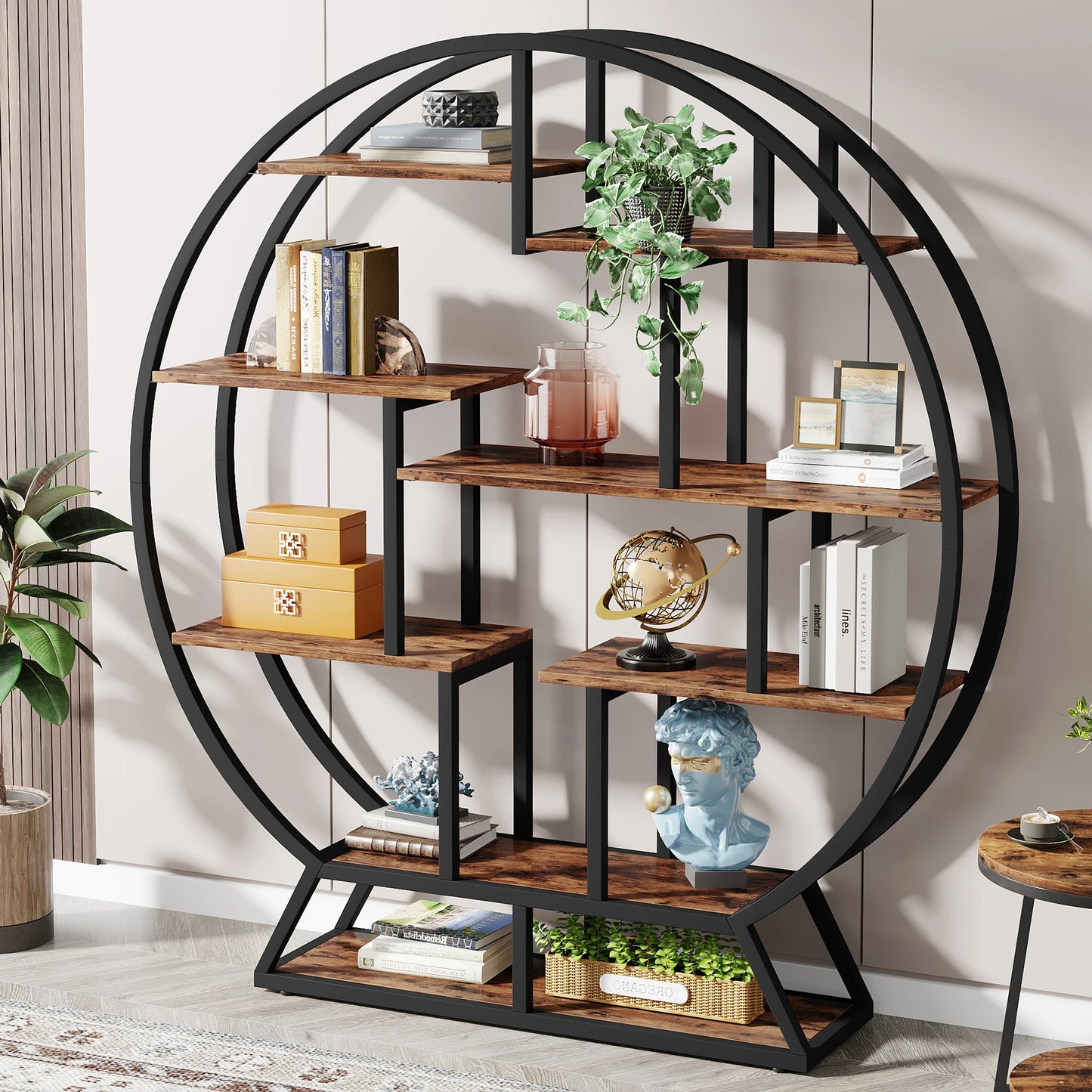 Tribesigns Round Bookshelf Etagere Bookcase With Five Tiers