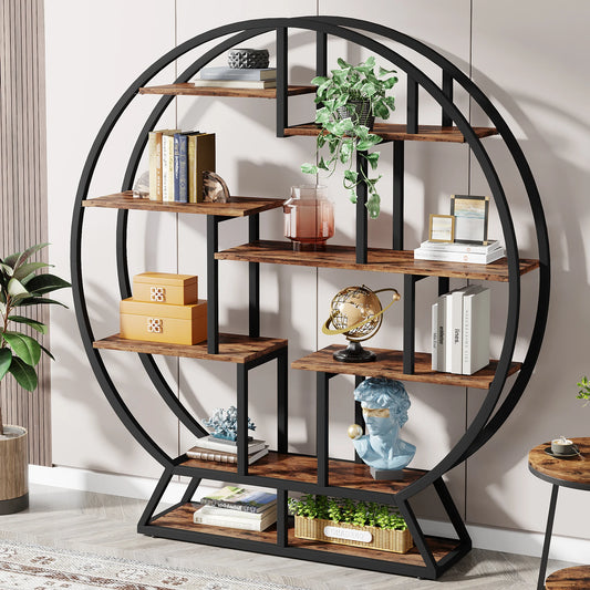 Tribesigns Round Bookshelf Etagere Bookcase With Five Tiers
