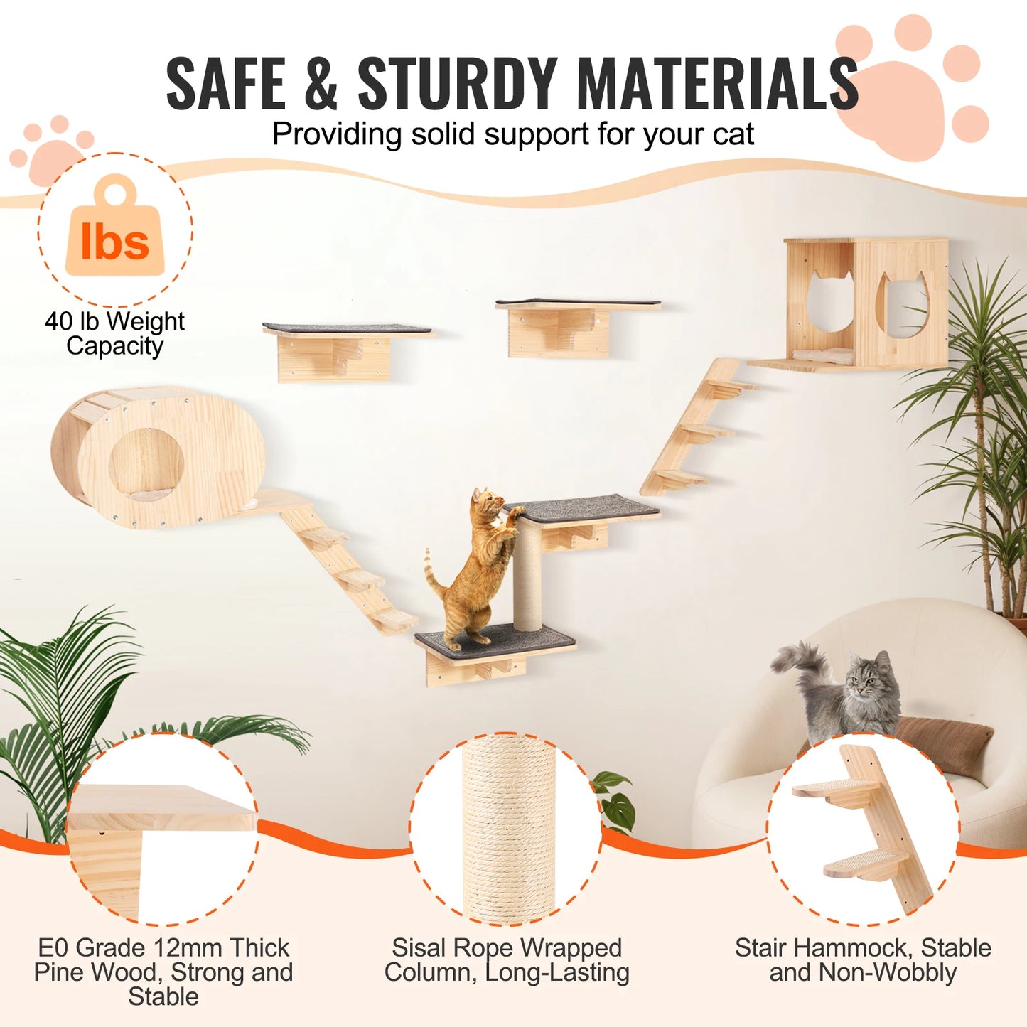 Wall Mounted Cat Shelves And Perches With Jumping Boards Hammocks