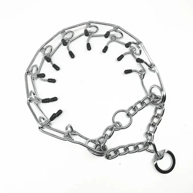 Pinch Dog Training Collar With Comfort Rubber Tips, Adjustable Stainless Steel