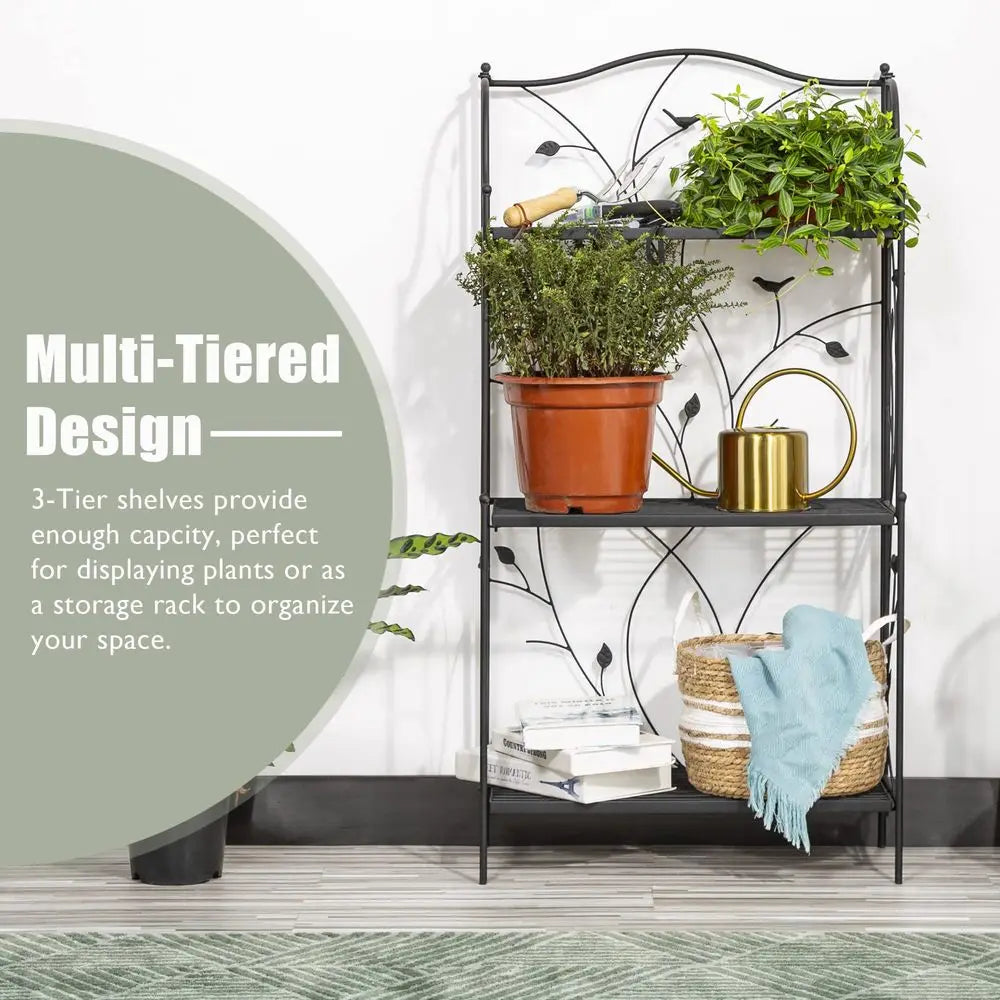 Plant Stand 3-Tier Metal Rack Pot Organizer For Indoor Outdoor