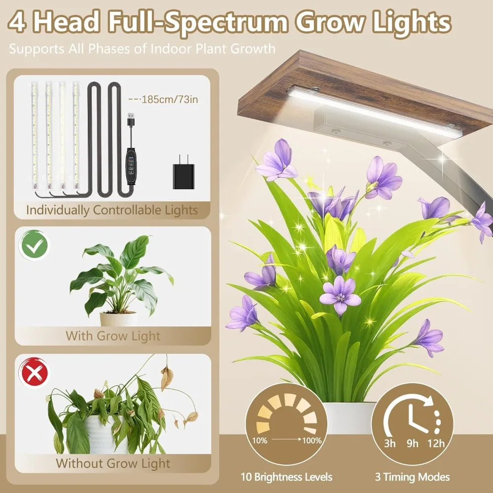 RBXC Tree Shaped Indoor Plant Stand With Grow Lights