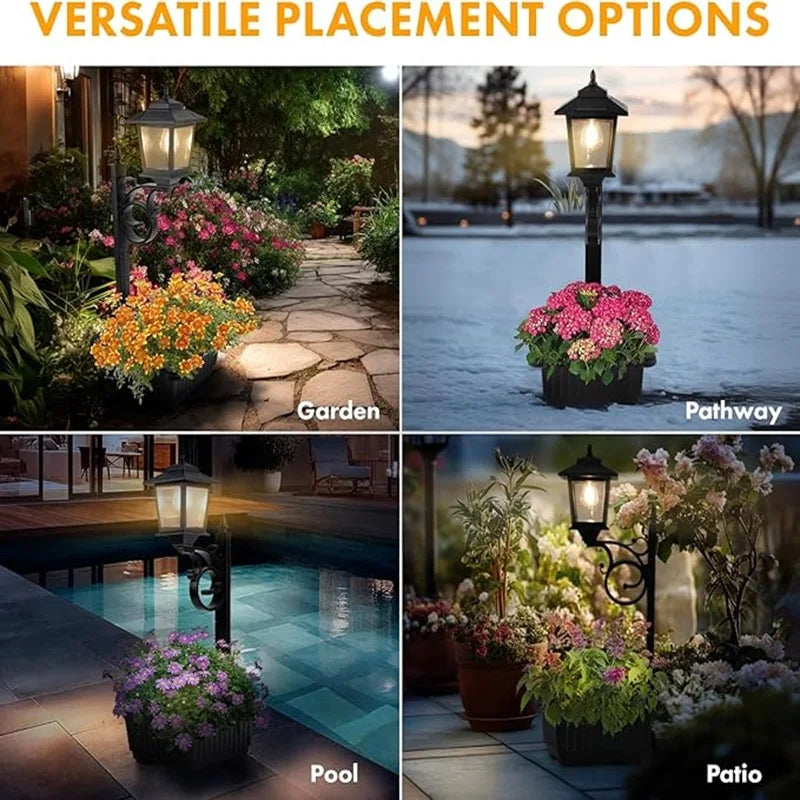 Outdoor Solar Light Posts With Planters Two Pack For Gardens