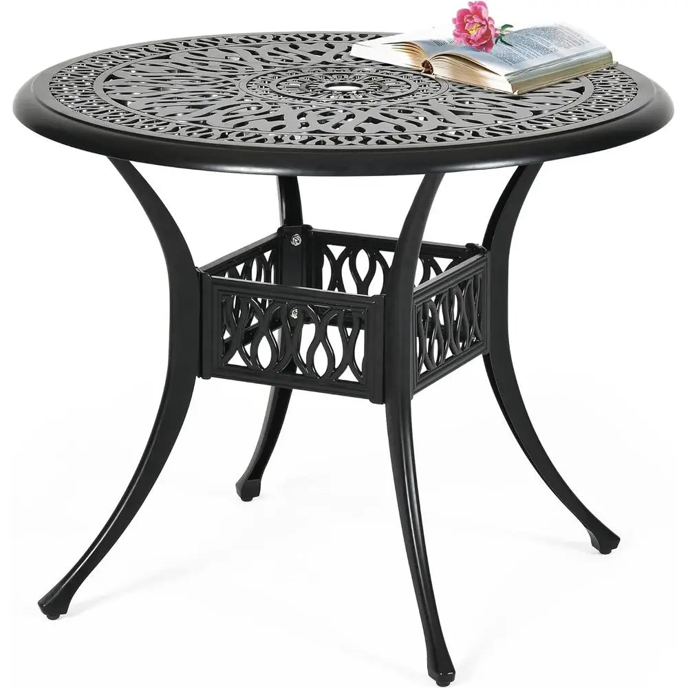 Round Outdoor Dining Table With Umbrella Hole For Patio