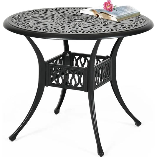 Round Outdoor Dining Table With Umbrella Hole For Patio
