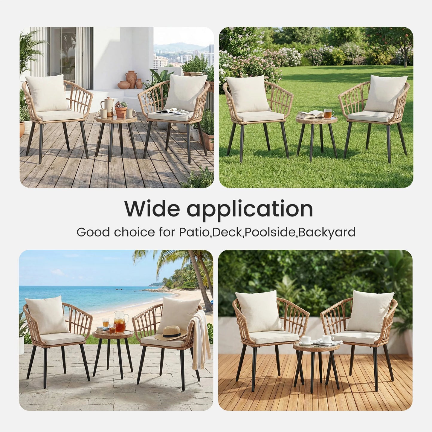 Wicker Patio Outdoor Set With Cushions Glass Top Table