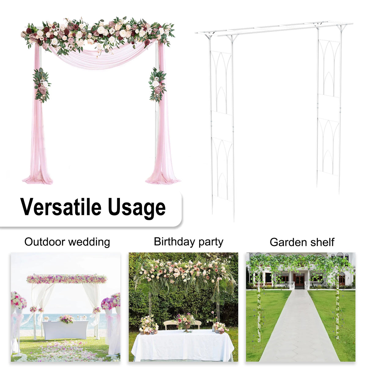Strong Metal Garden Arch For Outdoor Wedding and Patio