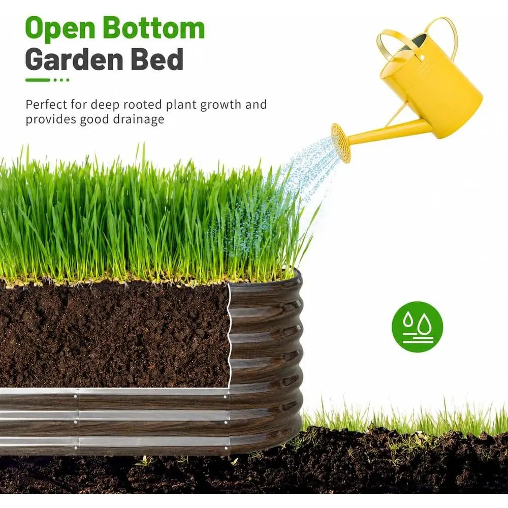 Galvanized Steel Raised Garden Bed Set Durable Rust Resistant
