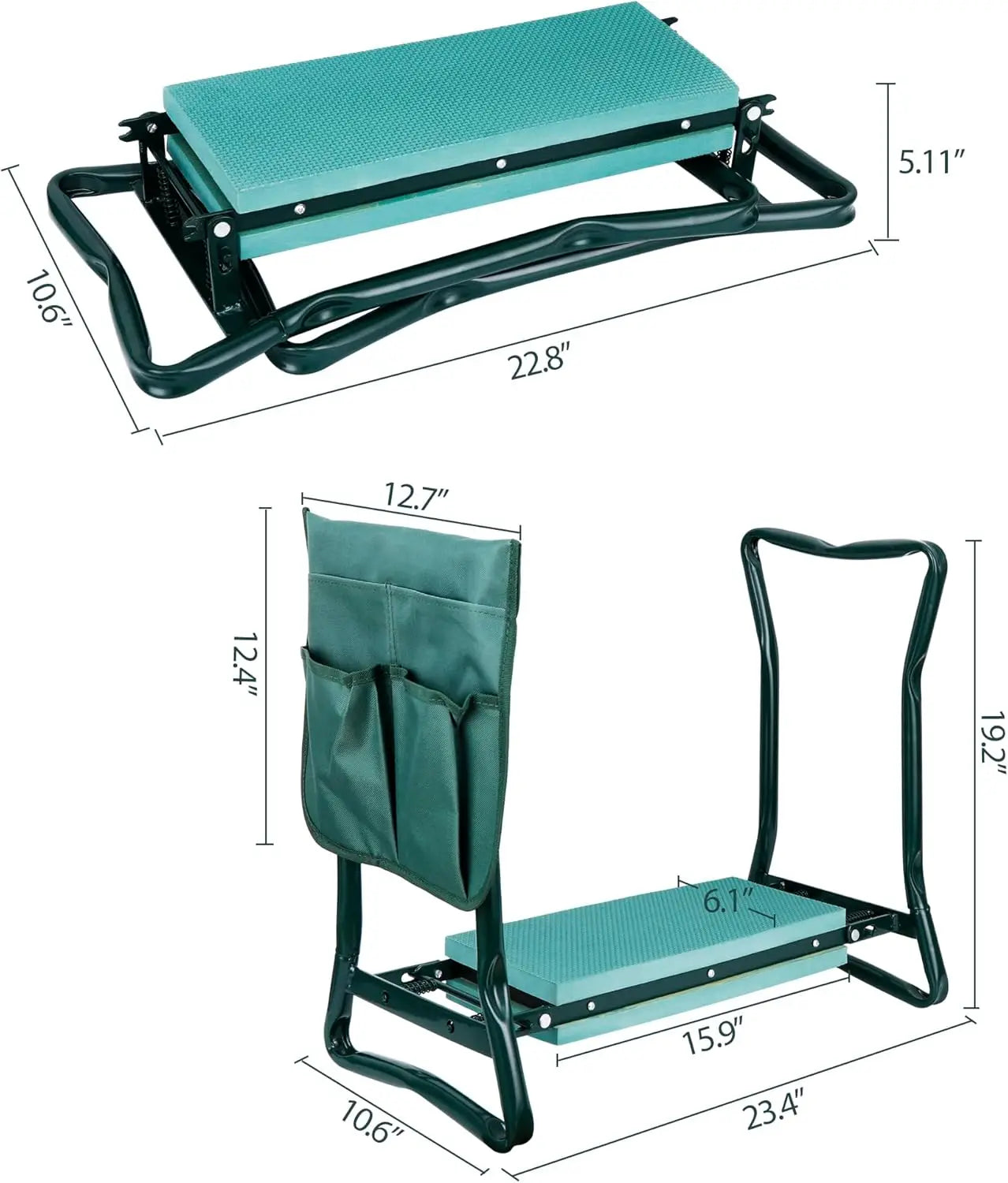 Folding Garden Kneeler Seat Bench With Handles And Pouch