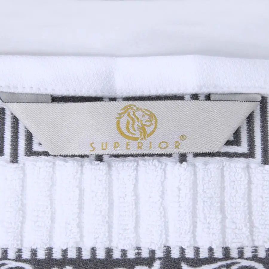6 Piece Cotton Towel Set With Greek Pattern Absorbent Towels