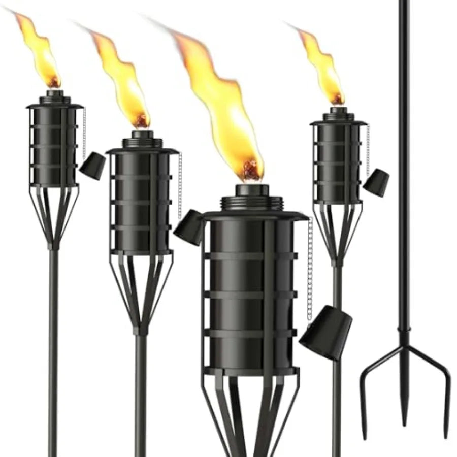 Citronella Garden Torch Set For Outdoor Use Premium Metal Construction